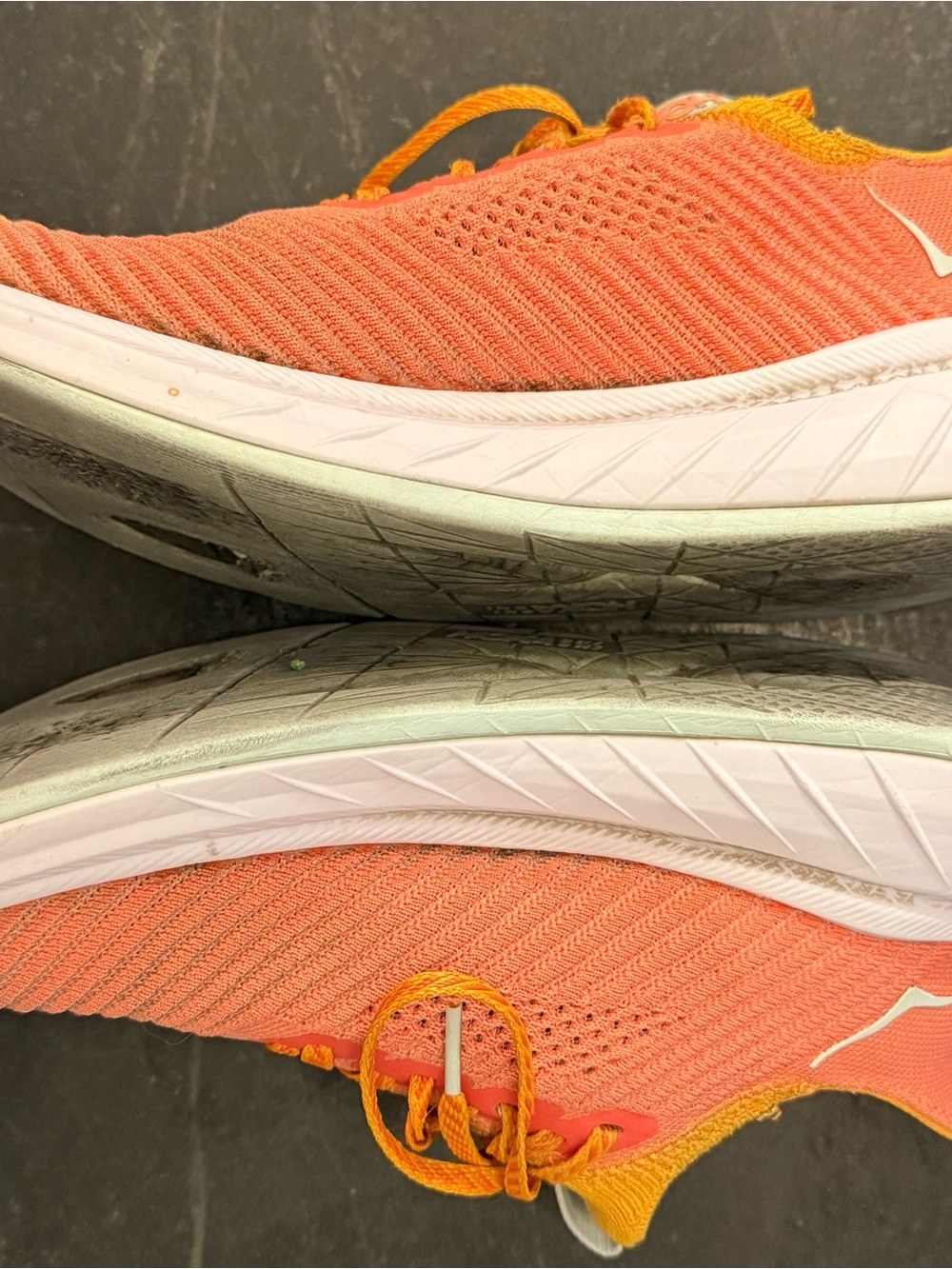 Hoka Carbon X 3 sneakers in the Radiant Yellow and Camellia colorway. - Picture 8 of 11